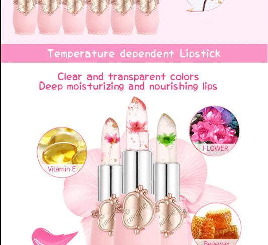( 4 পিসের সেট ) Jelly Dried Flower Color Changing Lip Balm